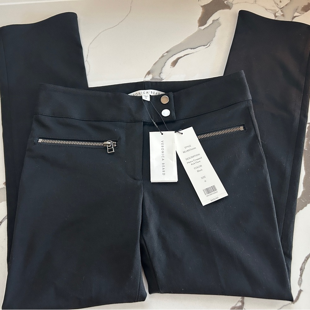 Veronica Beard Metro Cropped Kick Flare Pants Black size 0-New w/tags!
